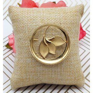 Mid Century Gold 1/20 -12k GF Curtis Curtman Round Floral Brooch Pin Lightweight